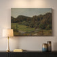 Canvas art print detailing a natural setting with vegetation and soft atmospheric light, mounted in a softly lit interior space