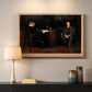 Canvas art print detailing a Victorian scene with dramatic grouping, mounted in a softly lit interior space
