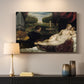Canvas art print detailing an interior scene with Venus attended by organist and Cupid, mounted in a softly lit interior space