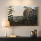 Canvas art print detailing a realistic countryside with geology, mounted in a softly lit interior space