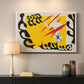 Canvas art print detailing a stylized cut-out design featuring animal imagery, mounted in a softly lit interior space