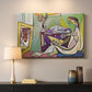 Canvas art print detailing a stylized human figure with layers, mounted in a softly lit interior space