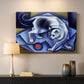 Canvas art print detailing an abstract scene combining cat and object, mounted in a softly lit interior space