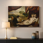 Canvas art print detailing a classical scene combining reclining Venus and musical companion, mounted in a softly lit interior space