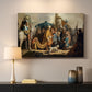 Canvas art print detailing an expressive scene with strong emotion, mounted in a softly lit interior space