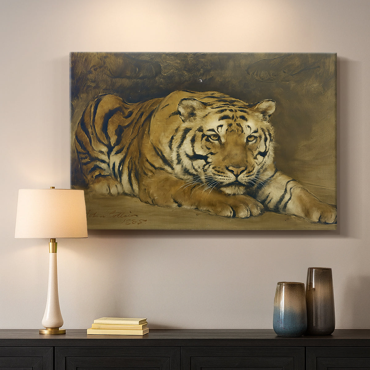 Canvas art print detailing a close study emphasizing texture, mounted in a softly lit interior space