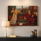 Canvas art print detailing an allegorical depiction of beauty and captivity, mounted in a softly lit interior space