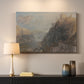 Canvas art print detailing a composition combining waterway and castles, mounted in a softly lit interior space