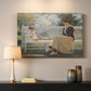 Canvas art print detailing an outdoor figure study with gentle interaction, mounted in a softly lit interior space