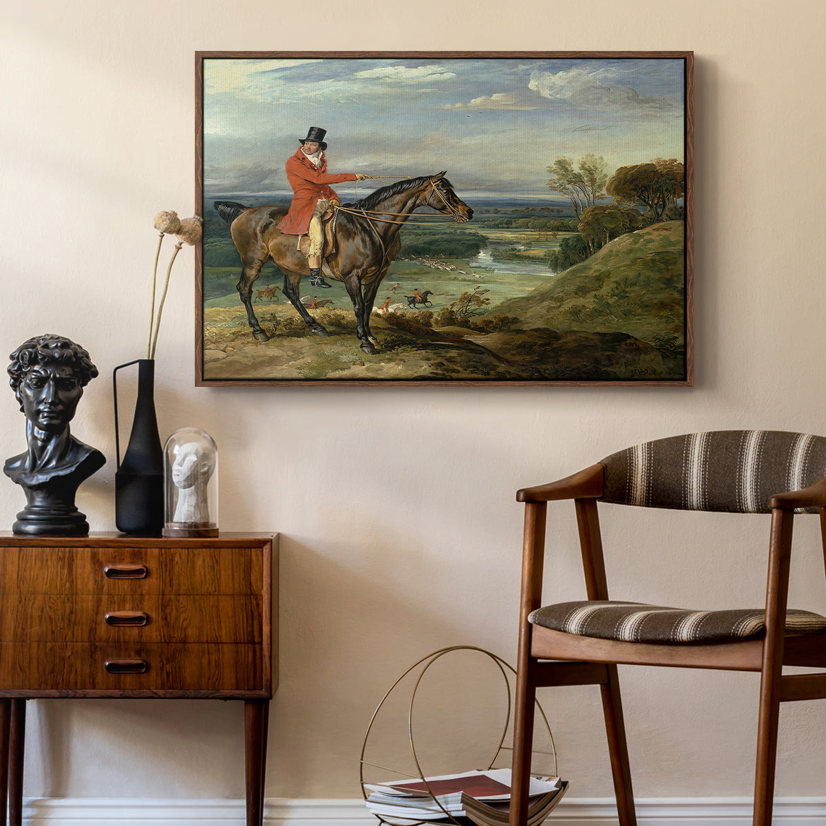 John Levett Hunting at Wychnor, Staffordshire, 1818 - Floater Framed Canvas Print