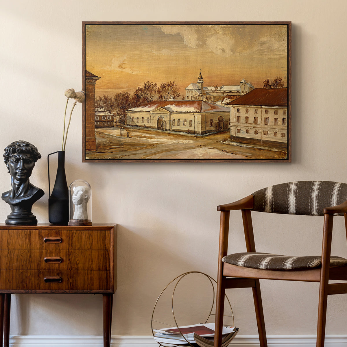 The Riding School at Akershus Castle, 1846 - Floater Framed Canvas Print