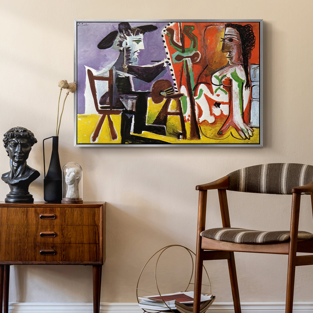 The Painter and His Model, 1963 - Floater Framed Canvas Print