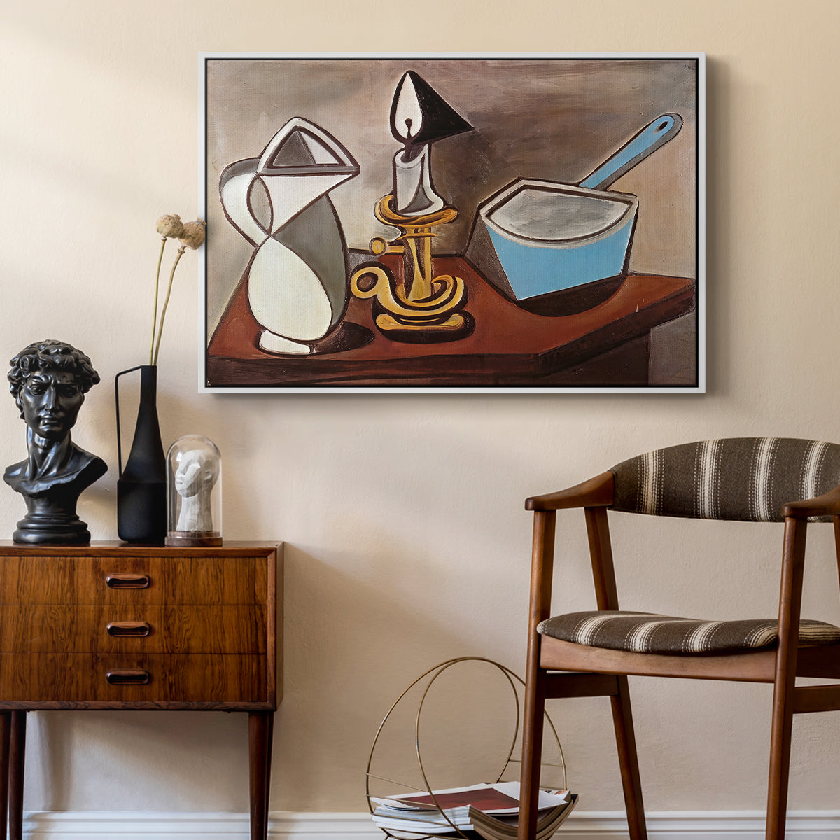 Jug, Candle, and Enamel Pan, 1950 - Floater Framed Canvas Print