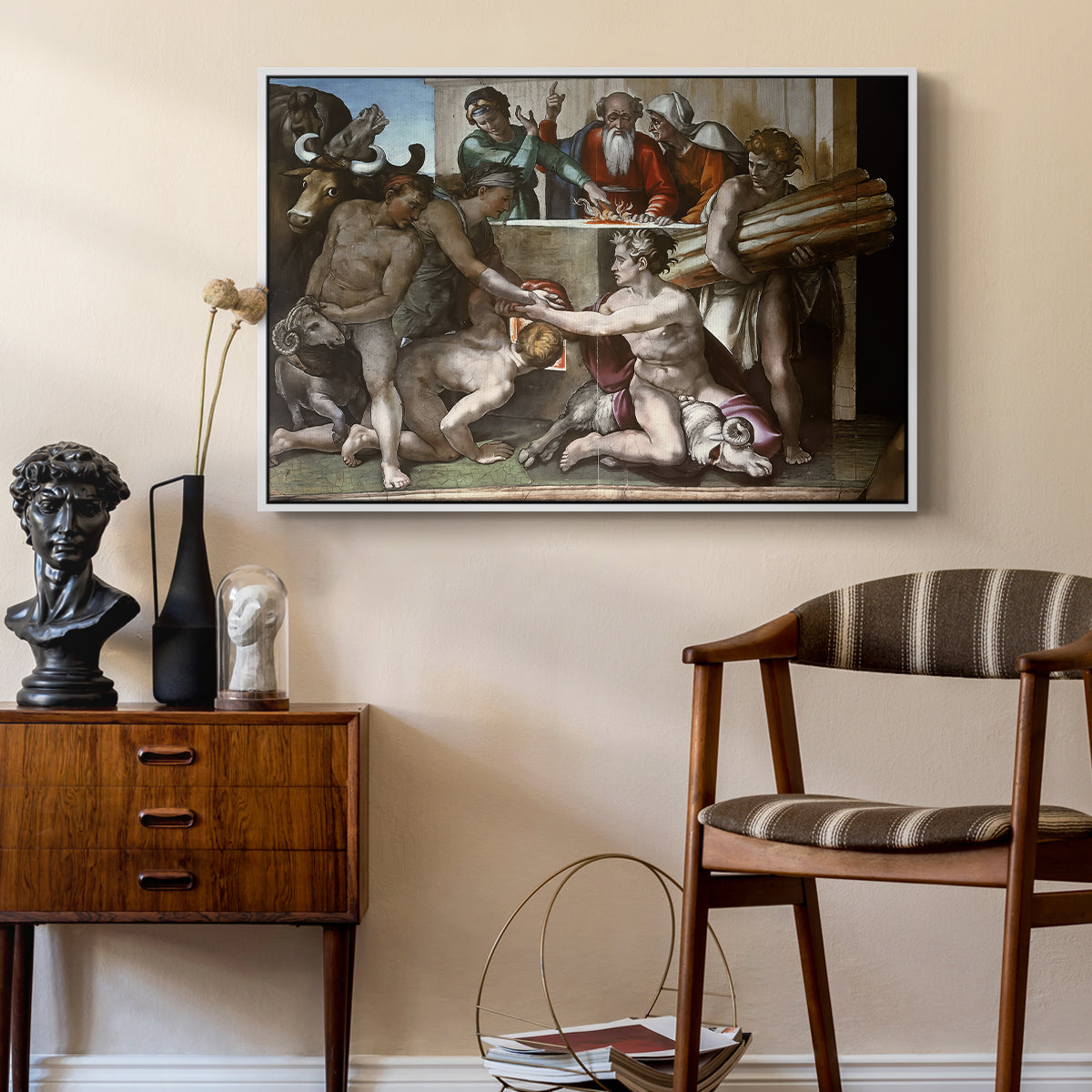 The Sacrifice of Noah (Sistine Chapel), 1509 - Floater Framed Canvas Print