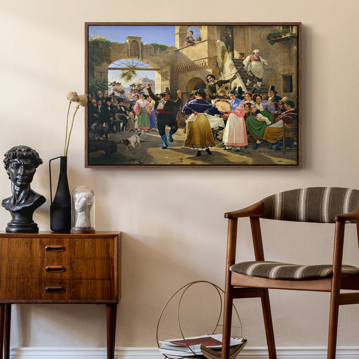 Romans Gathered for Merriment at an Osteria, 1839 - Floater Framed Canvas Print