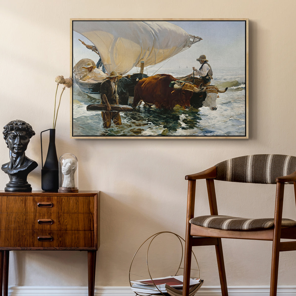 The Return from Fishing: Hauling the Boat, 1894 - Floater Framed Canvas Print