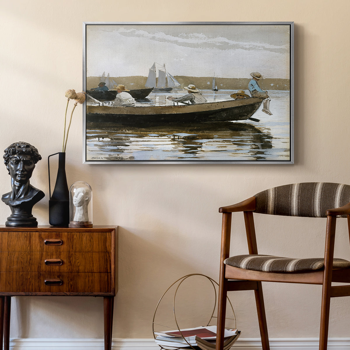 Boys in a Dory, 1873 - Floater Framed Canvas Print