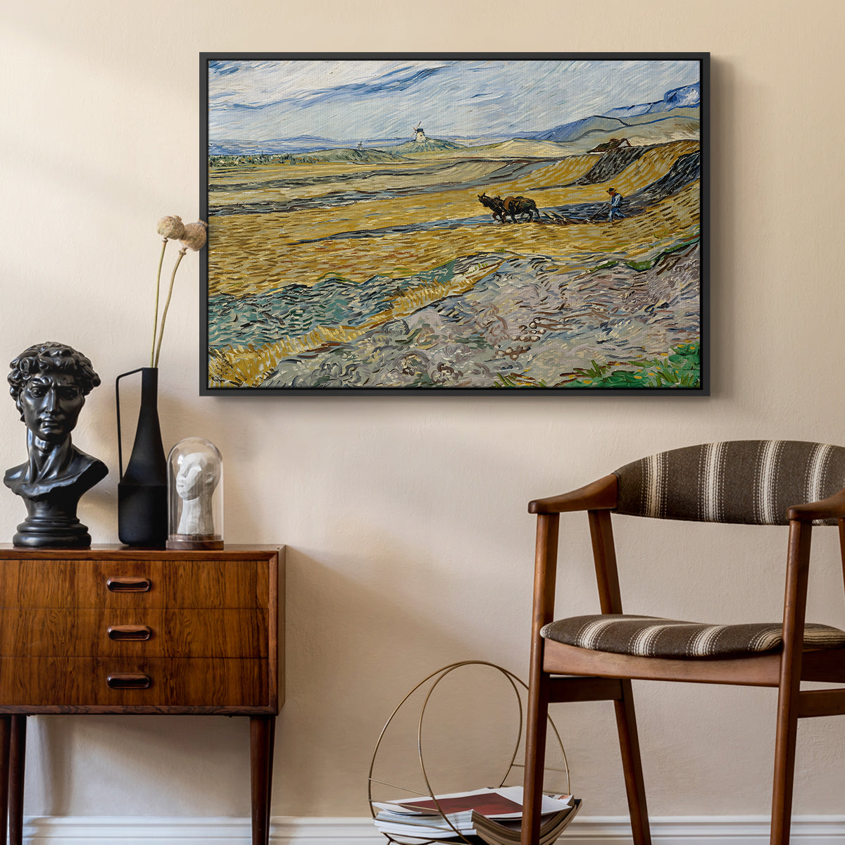 Enclosed Field with Ploughman, 1889 - Floater Framed Canvas Print