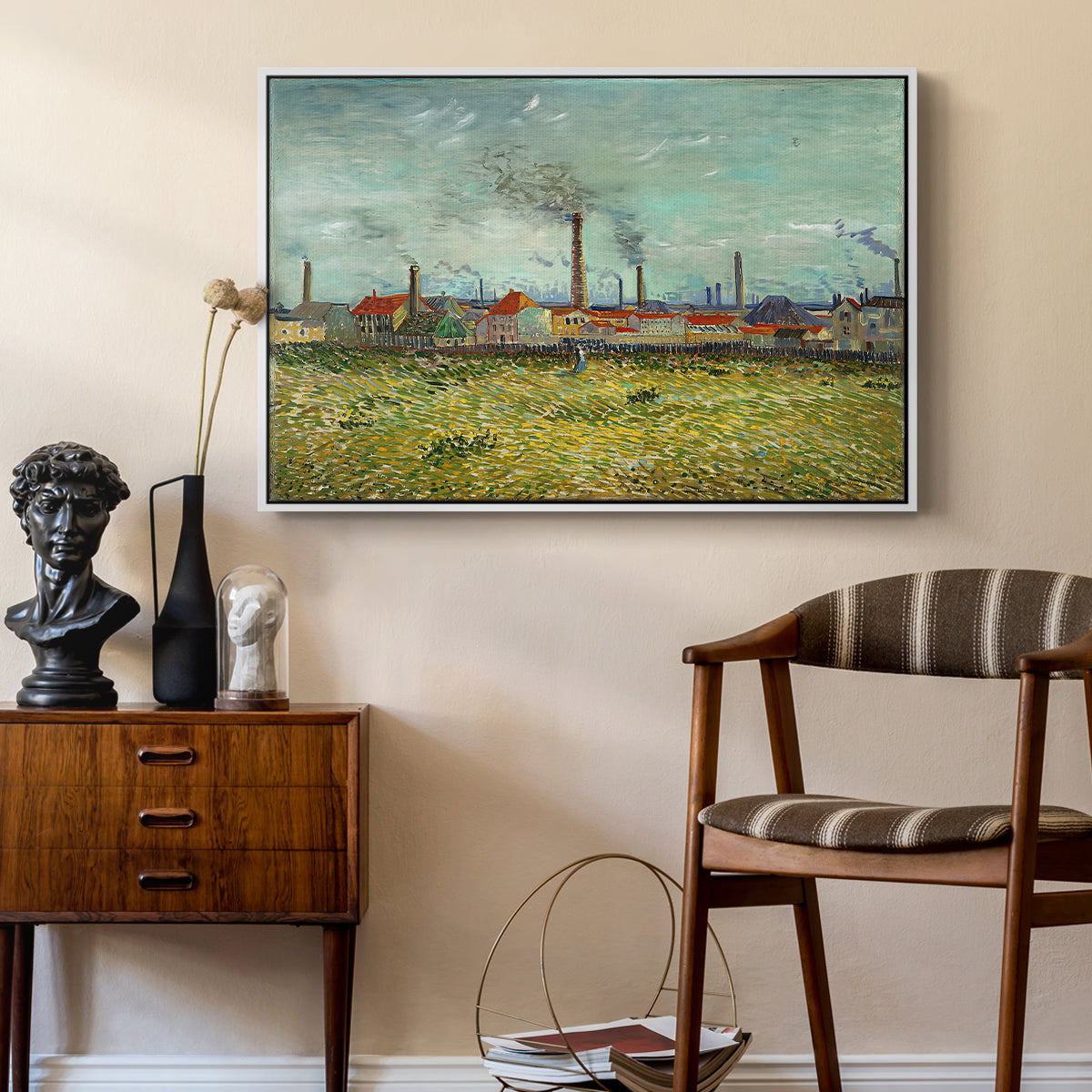 Factories at Clichy, 1887 - Floater Framed Canvas Print