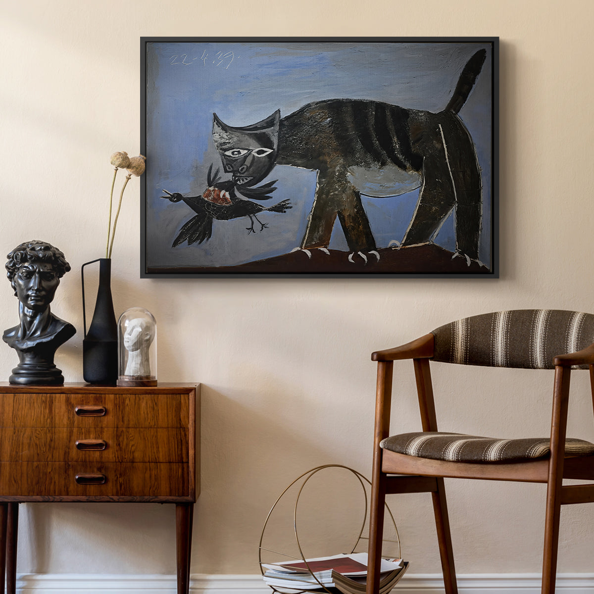 Cat Catching a Bird, 1939 - Floater Framed Canvas Print