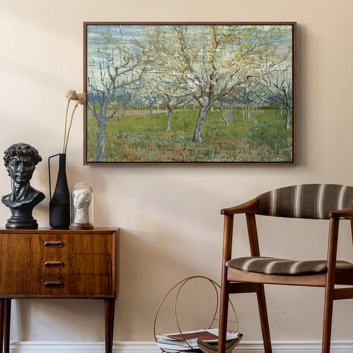 The Pink Orchard, 1888 - Floater Framed Canvas Print