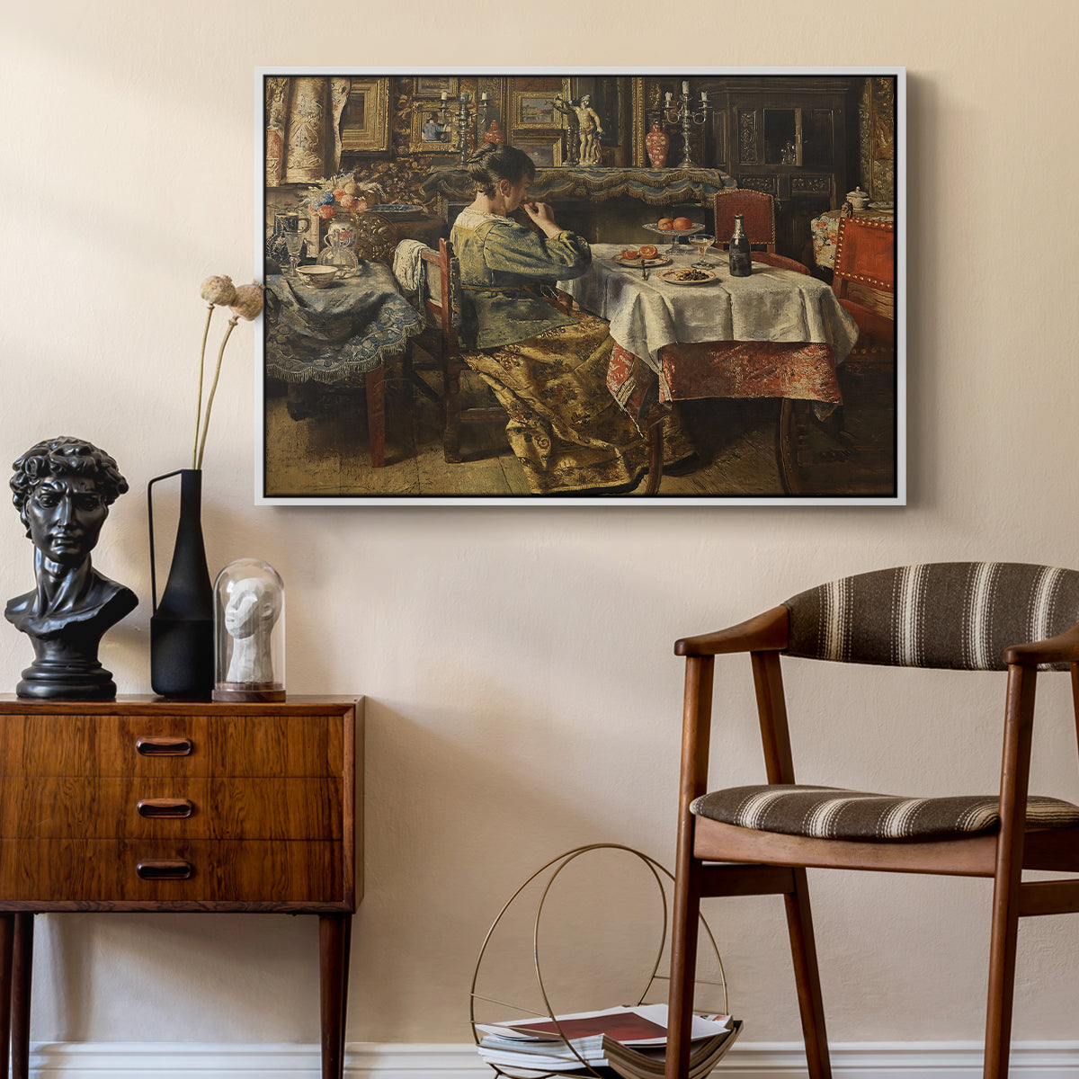 The Meal (De maaltijd), c. 1885 - Floater Framed Canvas Print