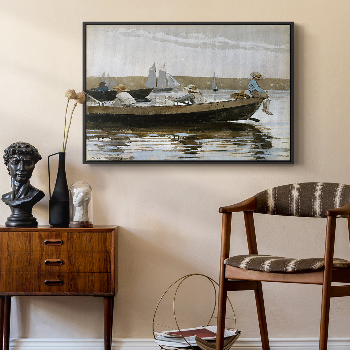 Boys in a Dory, 1873 - Floater Framed Canvas Print