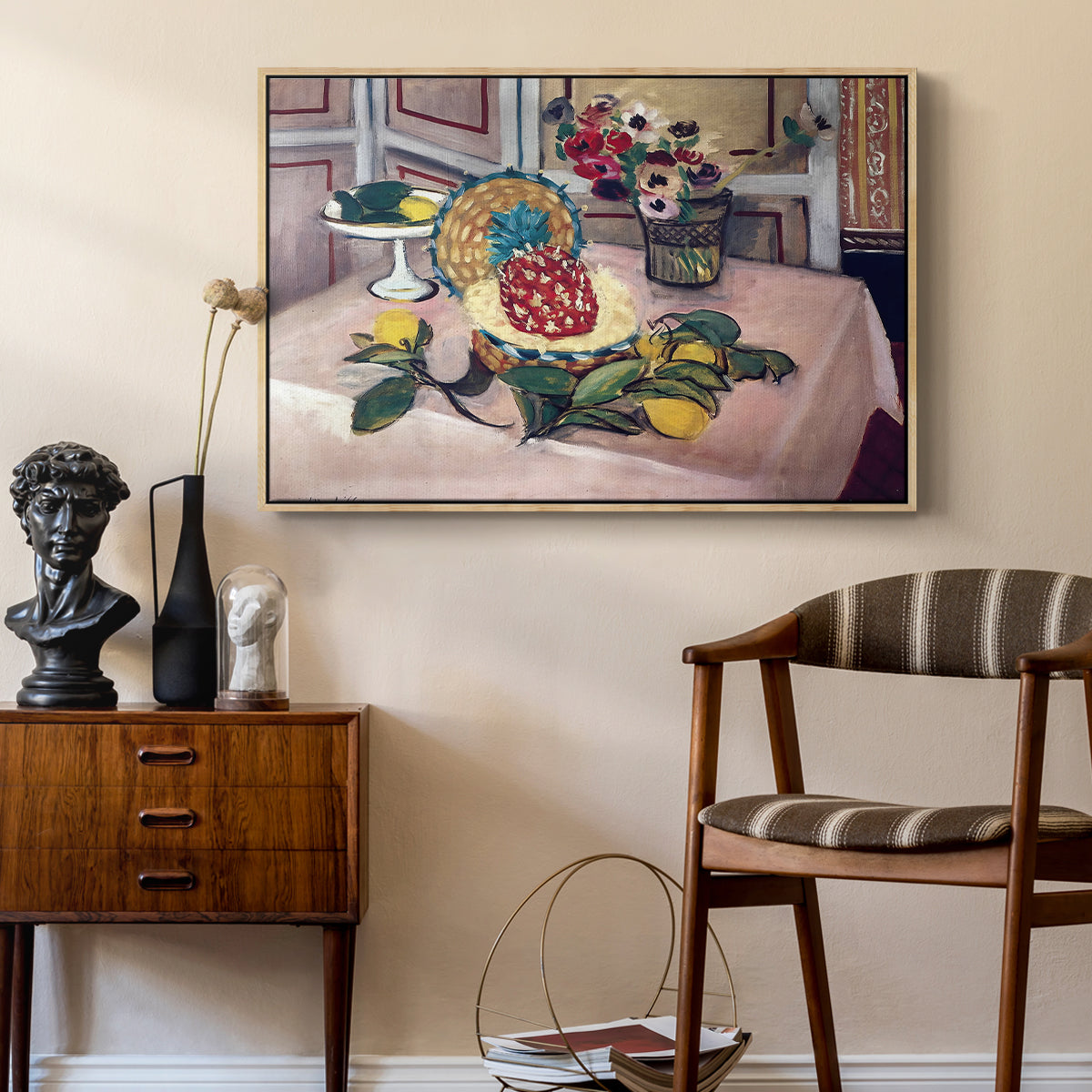 Still Life with Pineapple and Lemons, 1925 - Floater Framed Canvas Print