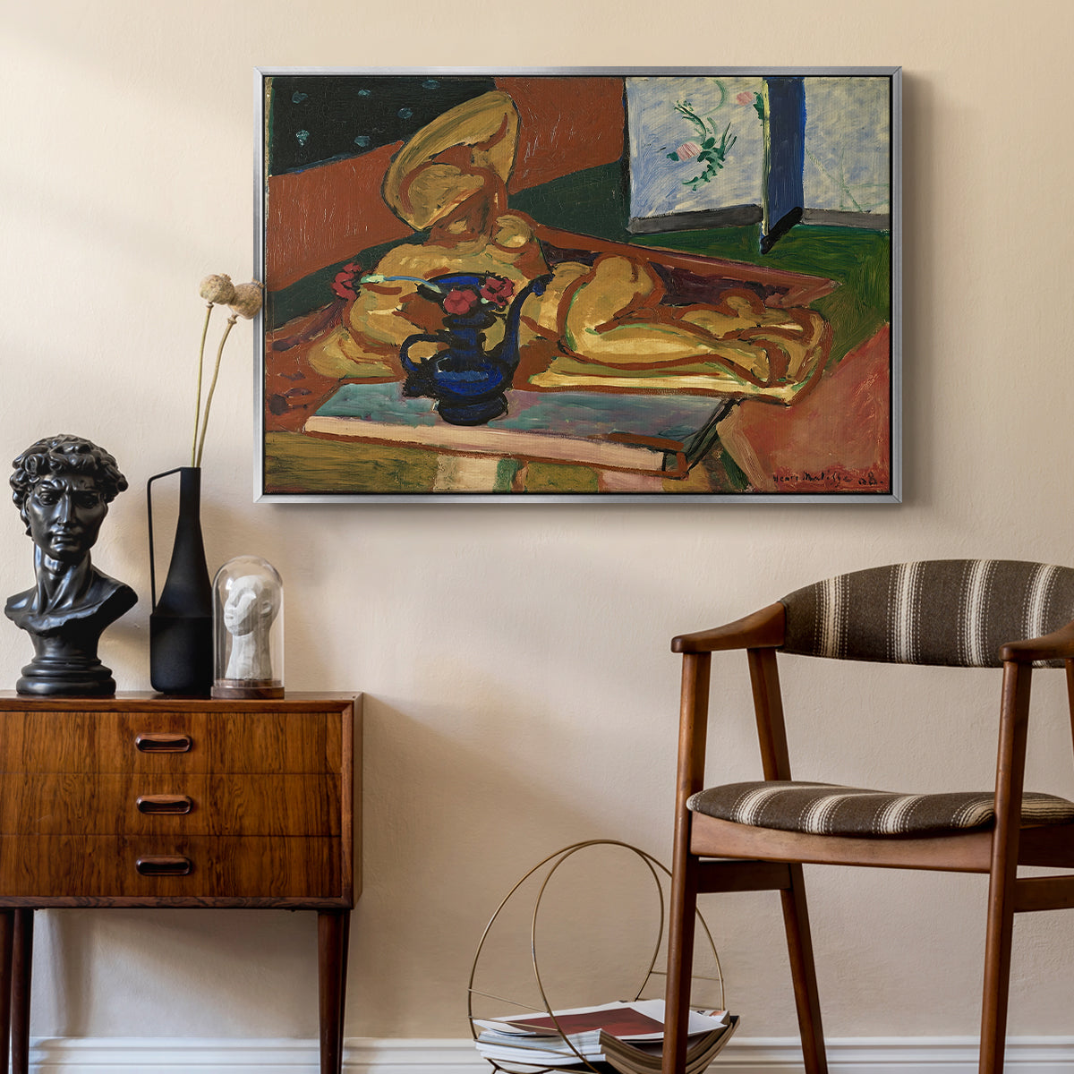 Sculpture and Persian Vase (The Bronze Figure), 1908 - Floater Framed Canvas Print