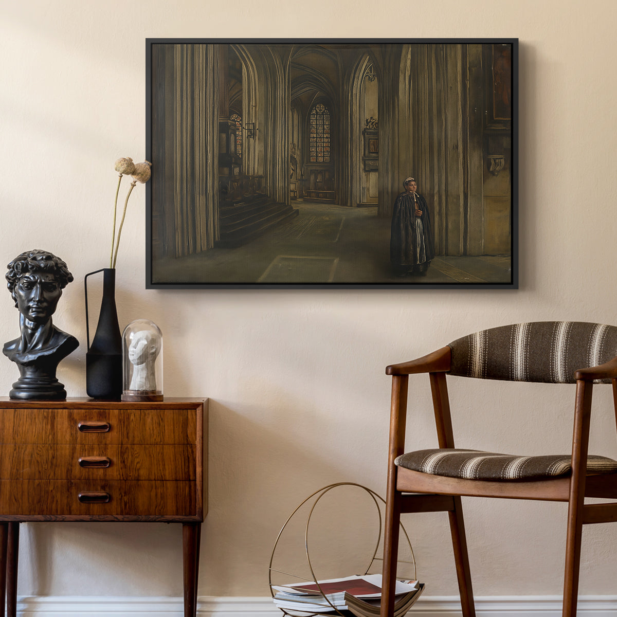 Interior of a Church, 1871 - Floater Framed Canvas Print