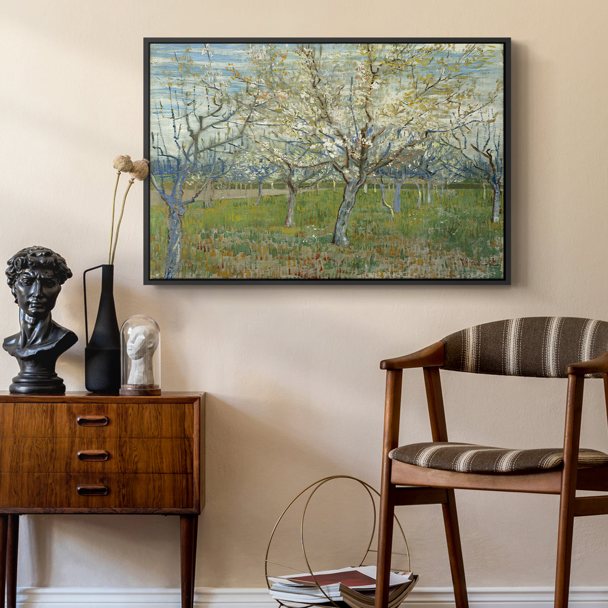 The Pink Orchard, 1888 - Floater Framed Canvas Print