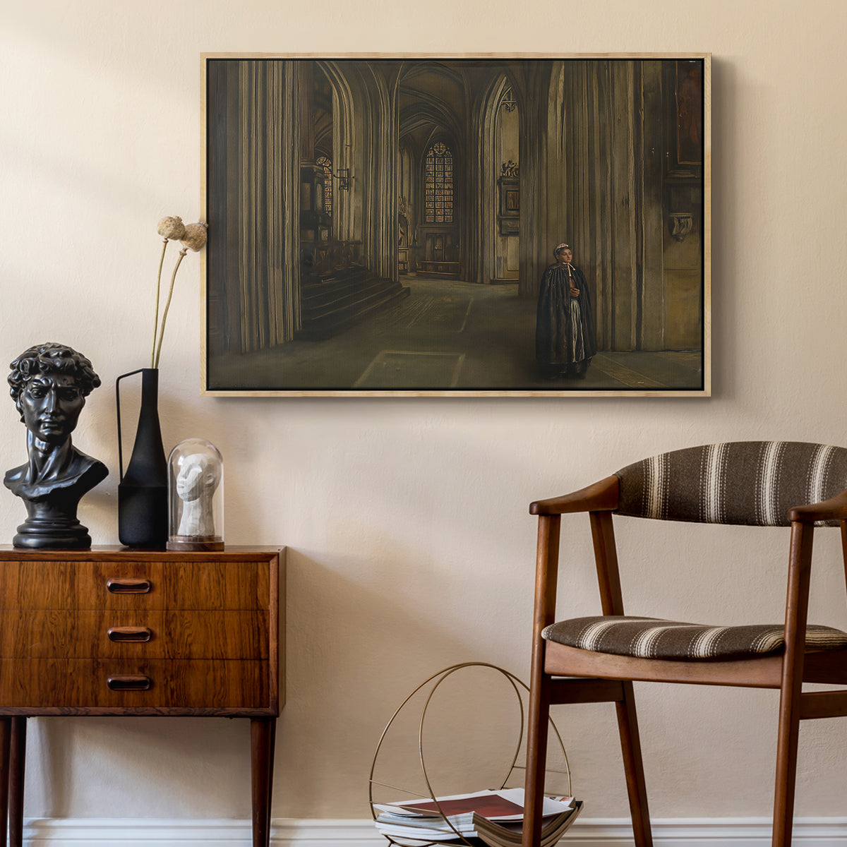 Interior of a Church, 1871 - Floater Framed Canvas Print