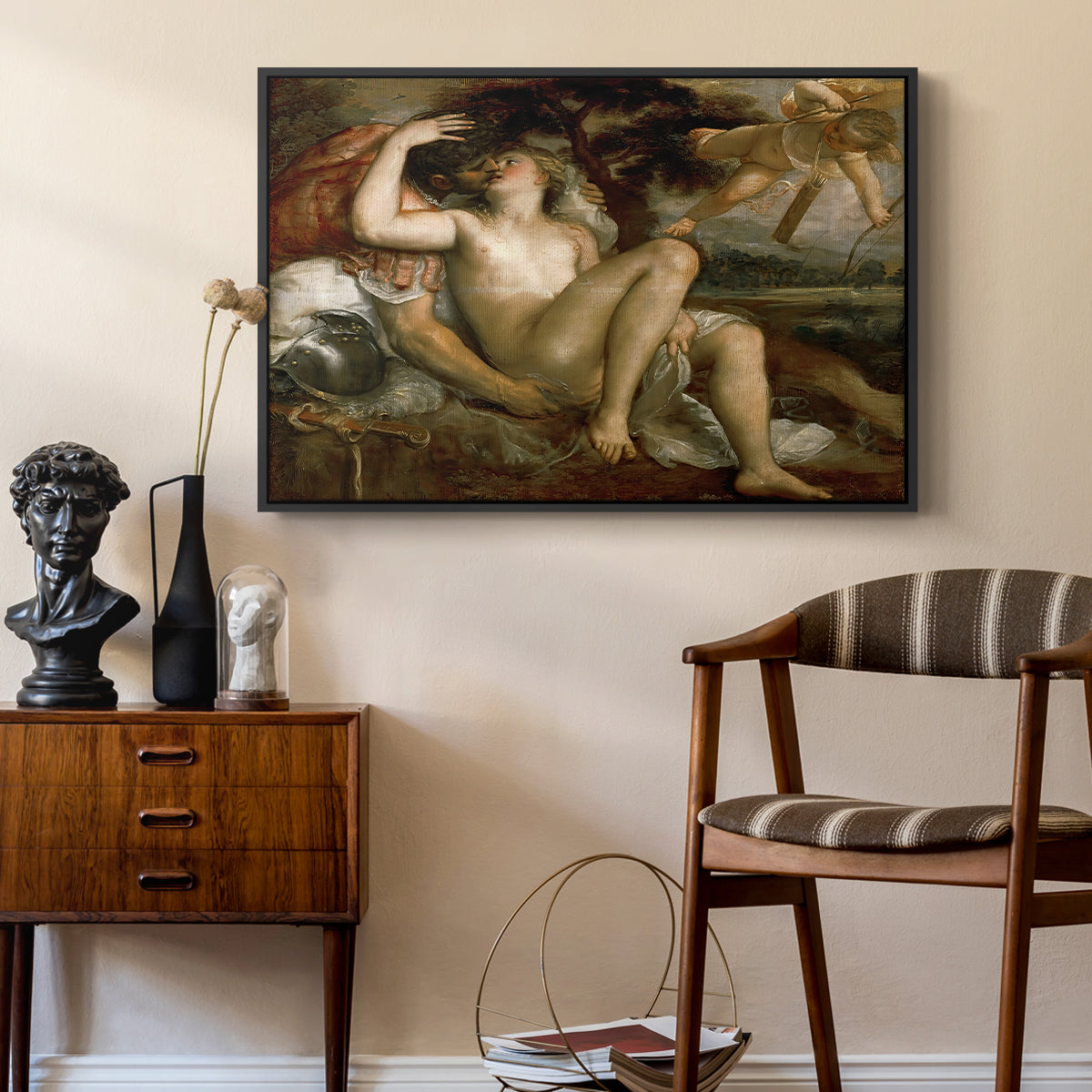 Mars, Venus and Cupid, c. 1530 - Floater Framed Canvas Print
