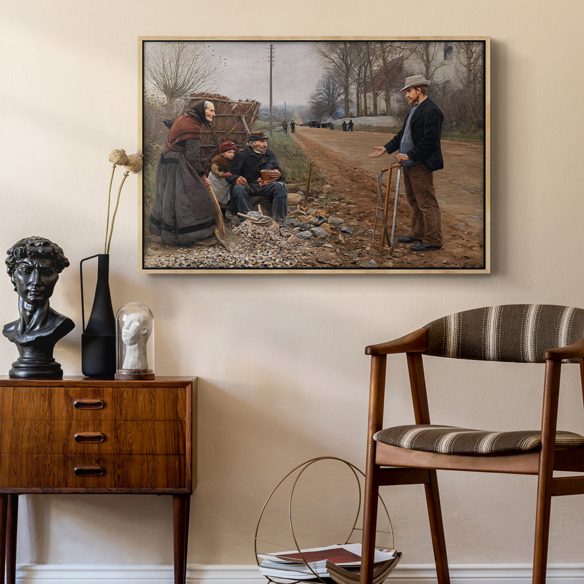 People by a Road, 1893 - Floater Framed Canvas Print
