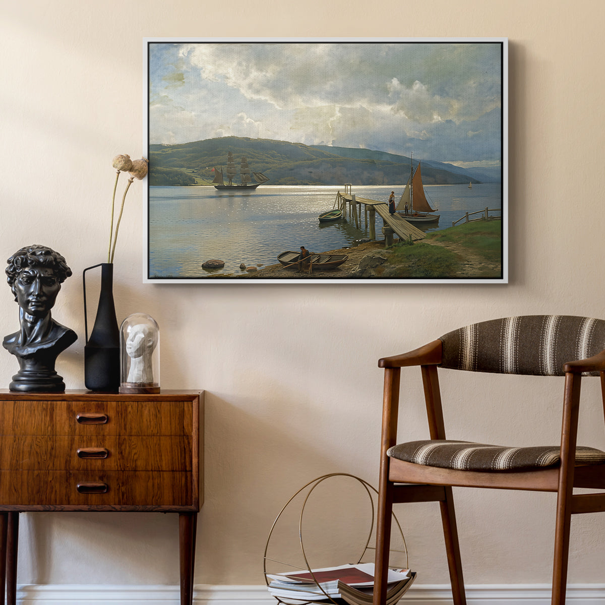 The Jetty at Feste near Moss, 1898 - Floater Framed Canvas Print