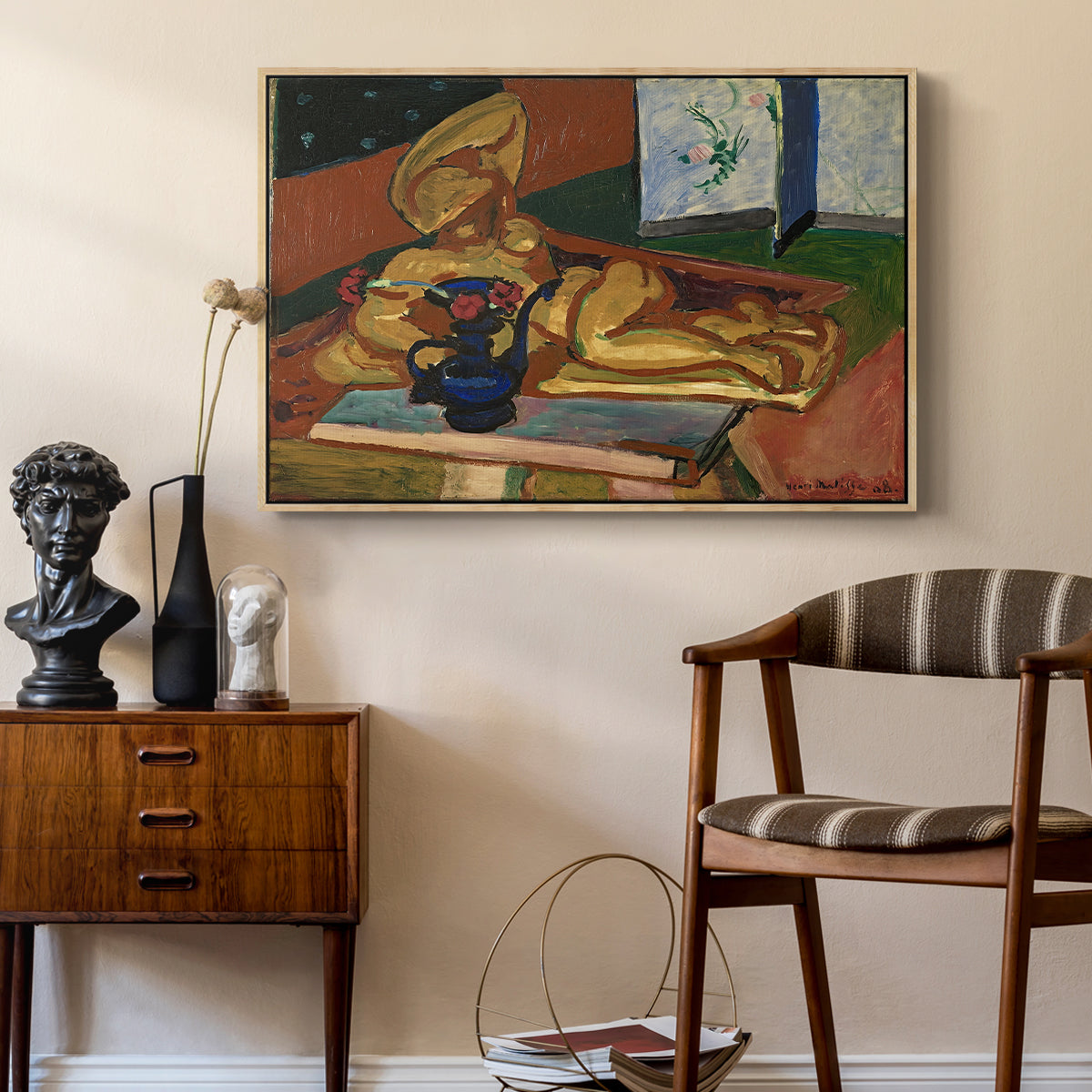 Sculpture and Persian Vase (The Bronze Figure), 1908 - Floater Framed Canvas Print