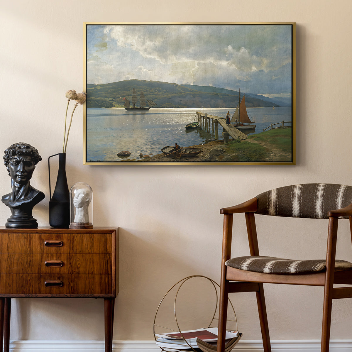 The Jetty at Feste near Moss, 1898 - Floater Framed Canvas Print