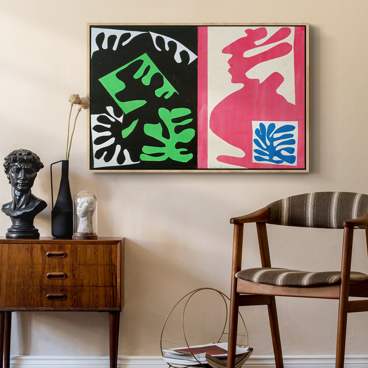 Composition, Black and Red, from Jazz, 1947 - Floater Framed Canvas Print