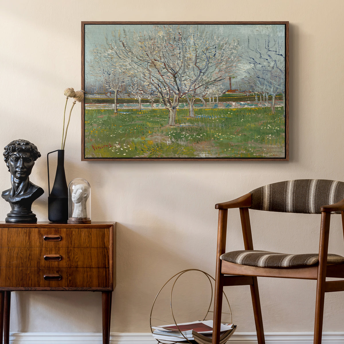 Orchard in Blossom (Plum Trees), 1888 - Floater Framed Canvas Print