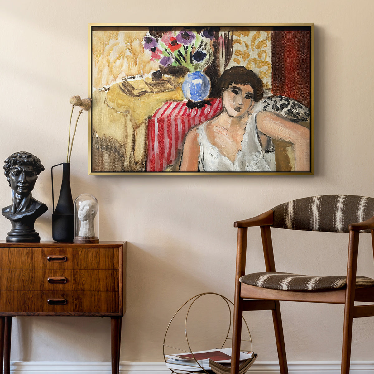Woman Seated in an Armchair, c. 1920 - Floater Framed Canvas Print
