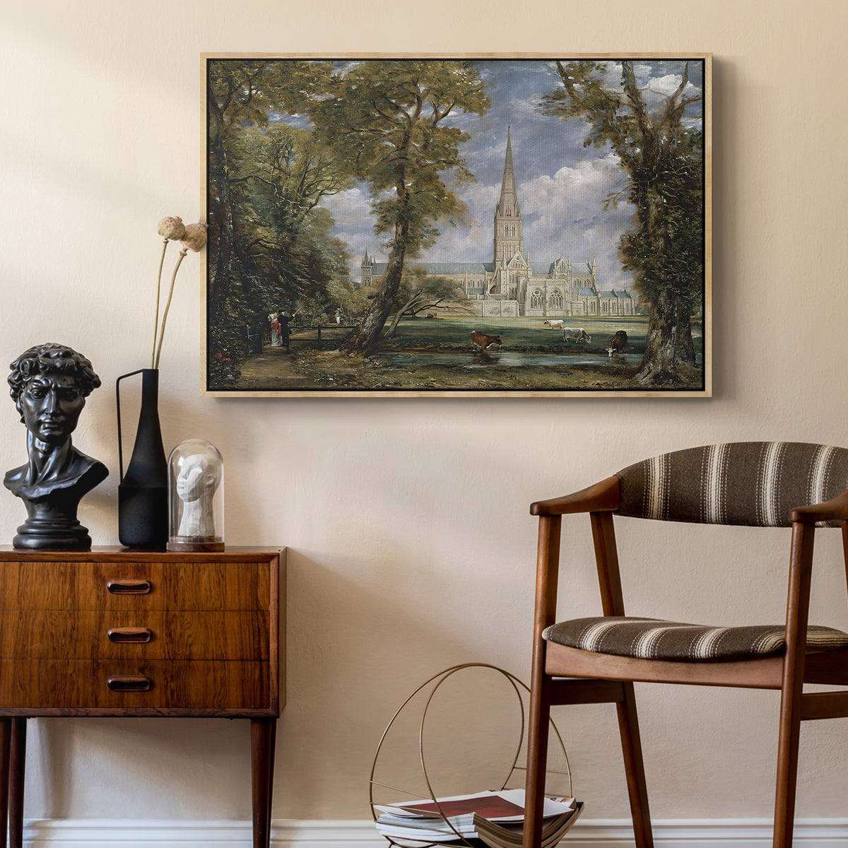Salisbury Cathedral from the Bishop's Grounds, c. 1825 - Floater Framed Canvas Print