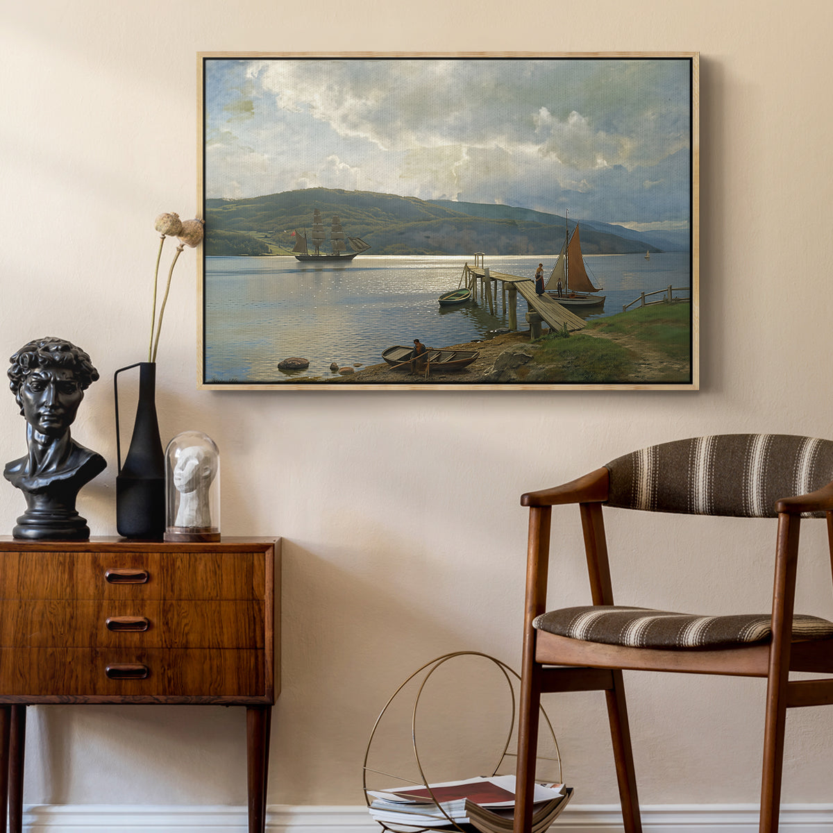 The Jetty at Feste near Moss, 1898 - Floater Framed Canvas Print