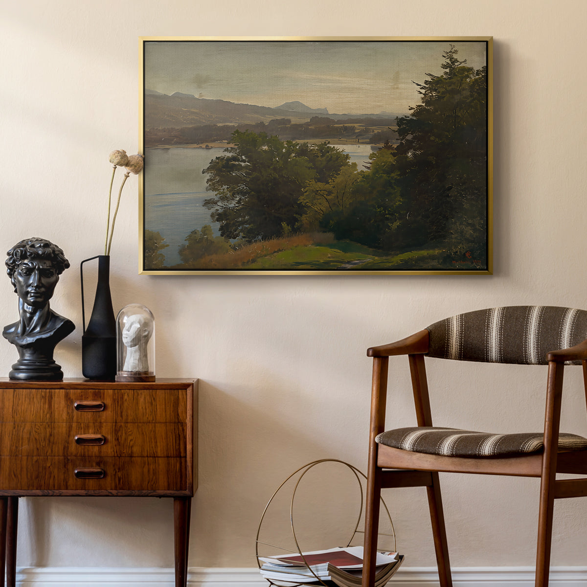 View of the Mondsee, 1870 - Floater Framed Canvas Print
