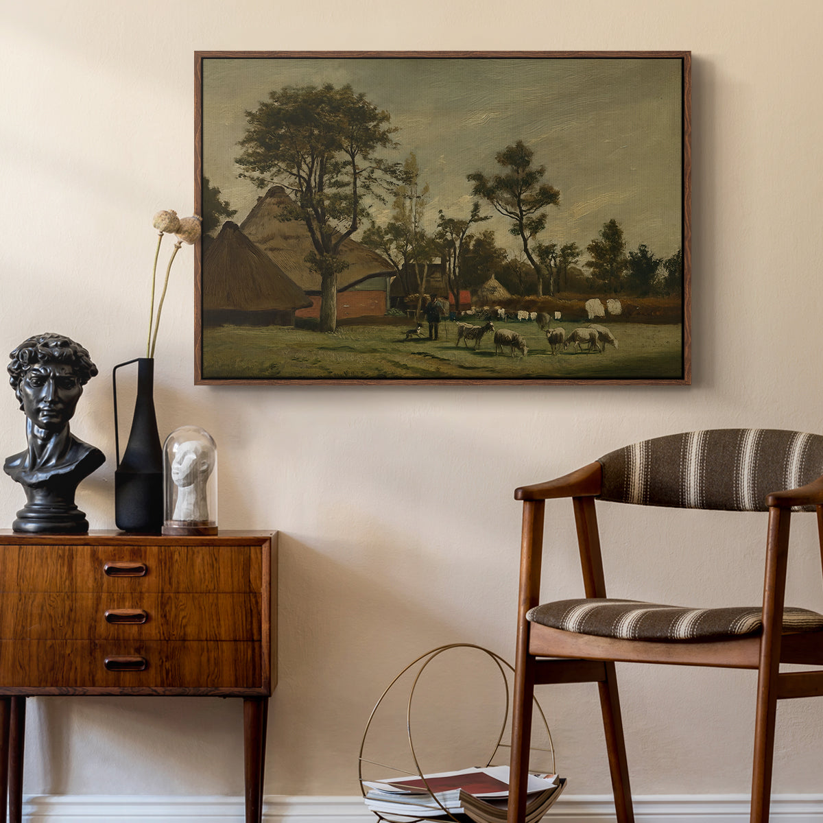 Farmhouse, c. 1865-1875 - Floater Framed Canvas Print
