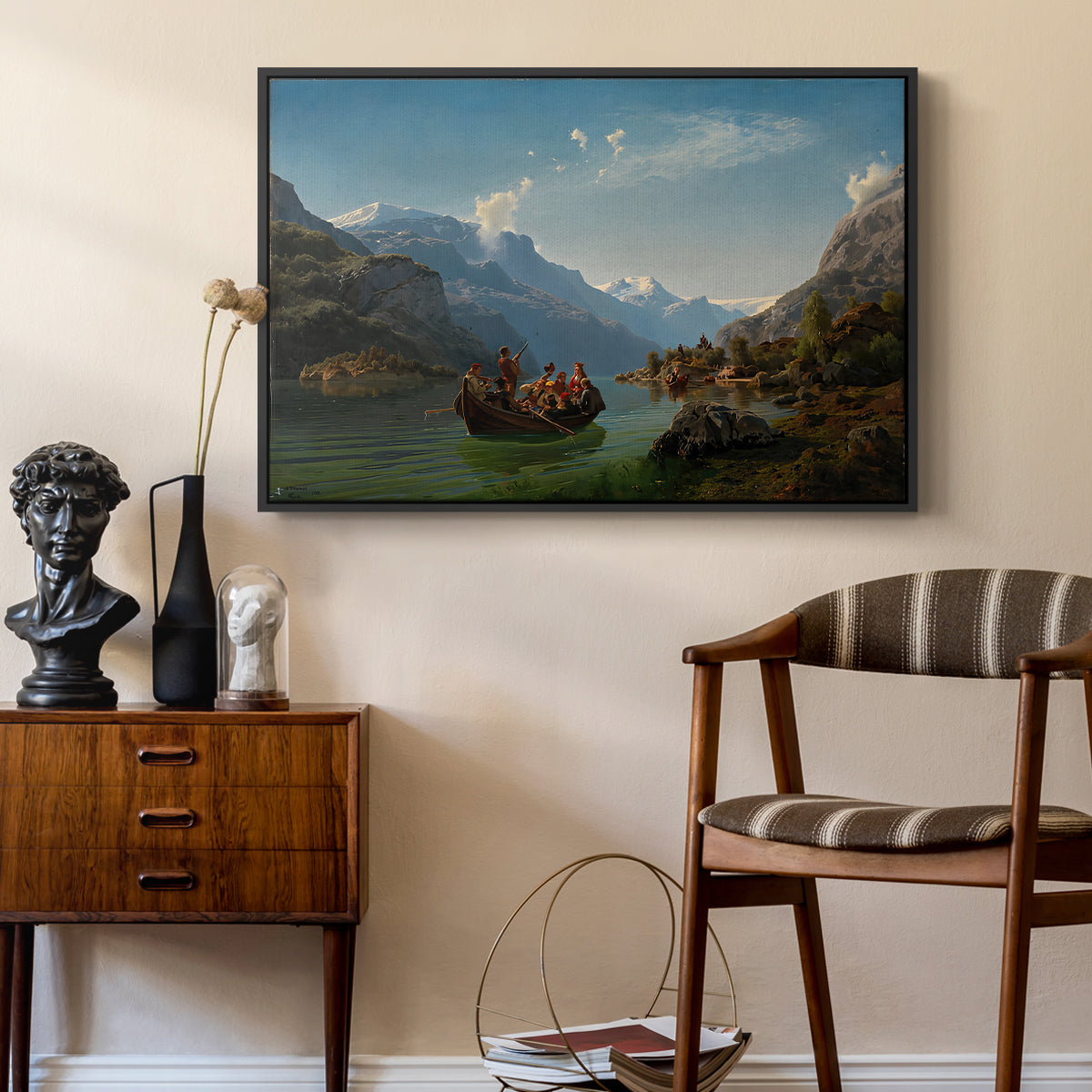 Bridal Procession on the Hardangerfjord, 1848 - Floater Framed Canvas Print