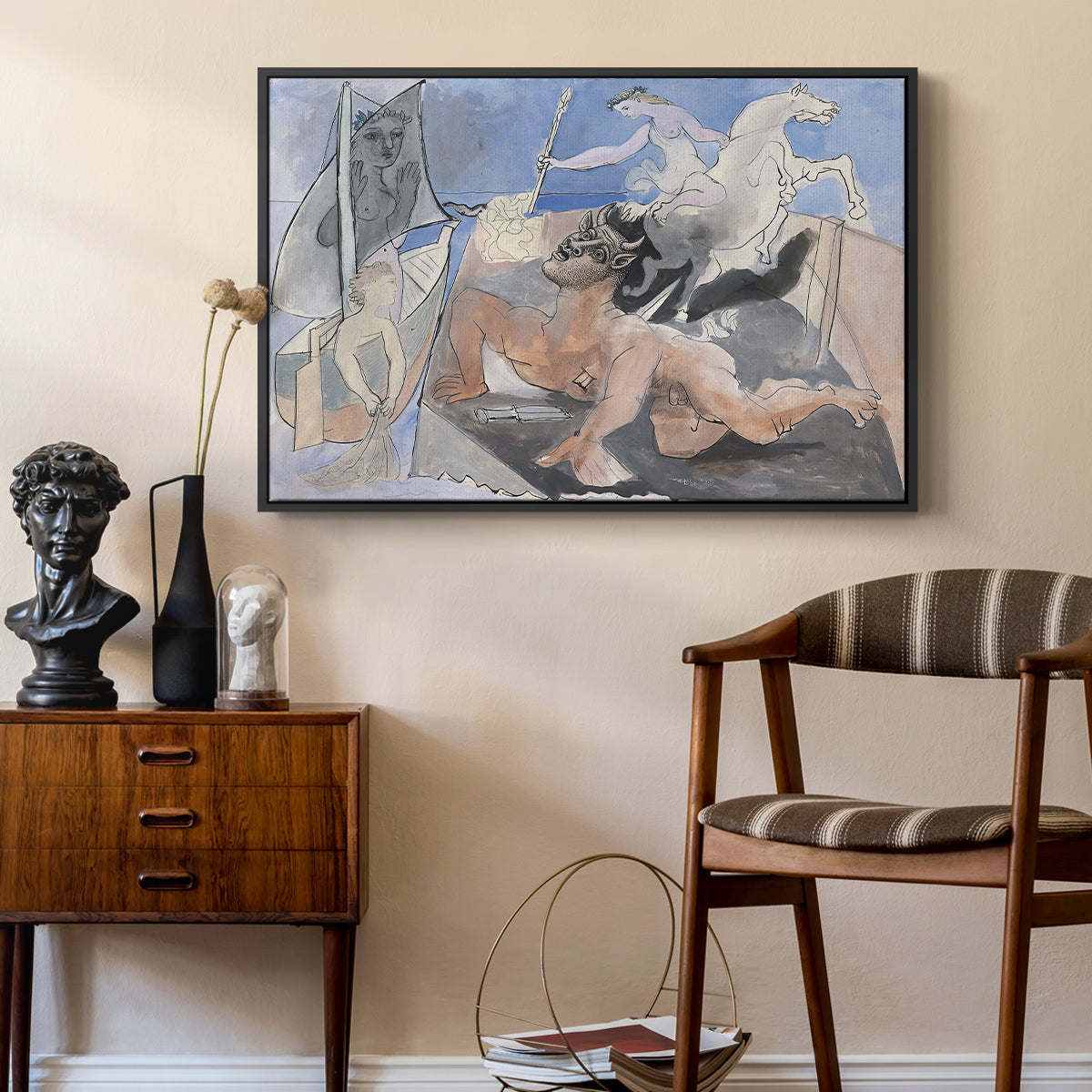Composition with Minotaur, 1936 - Floater Framed Canvas Print