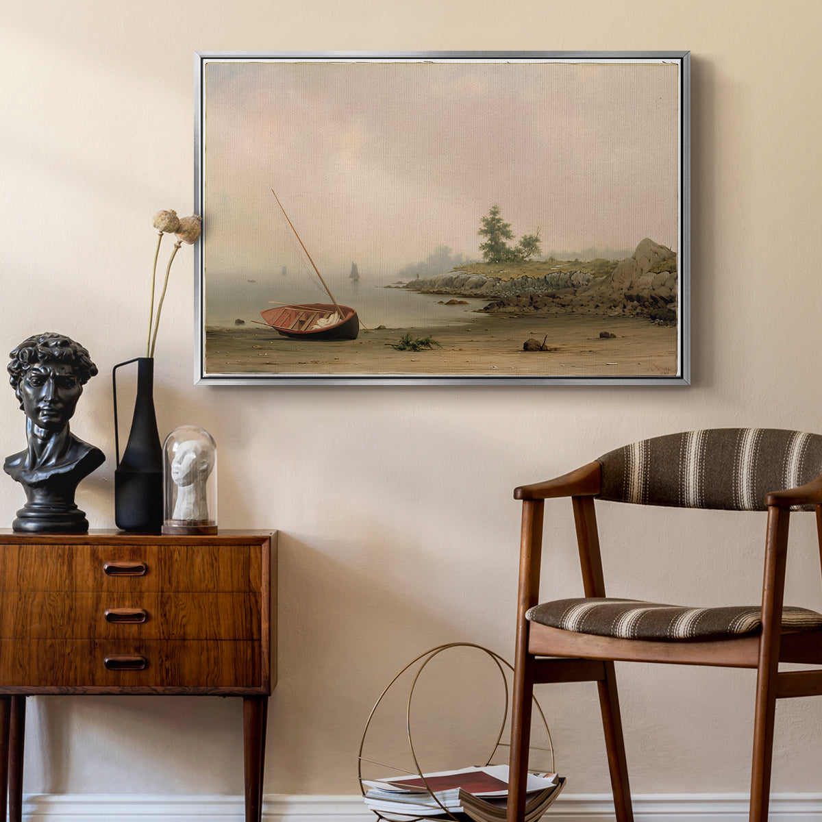 The Stranded Boat, 1863 - Floater Framed Canvas Print