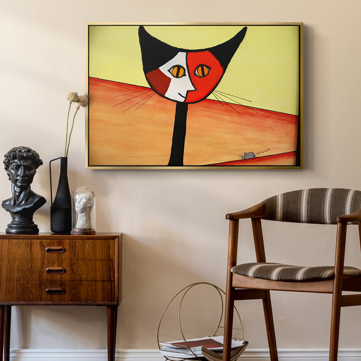 Picasso's Cat–El Gato - Floater Framed Canvas Print