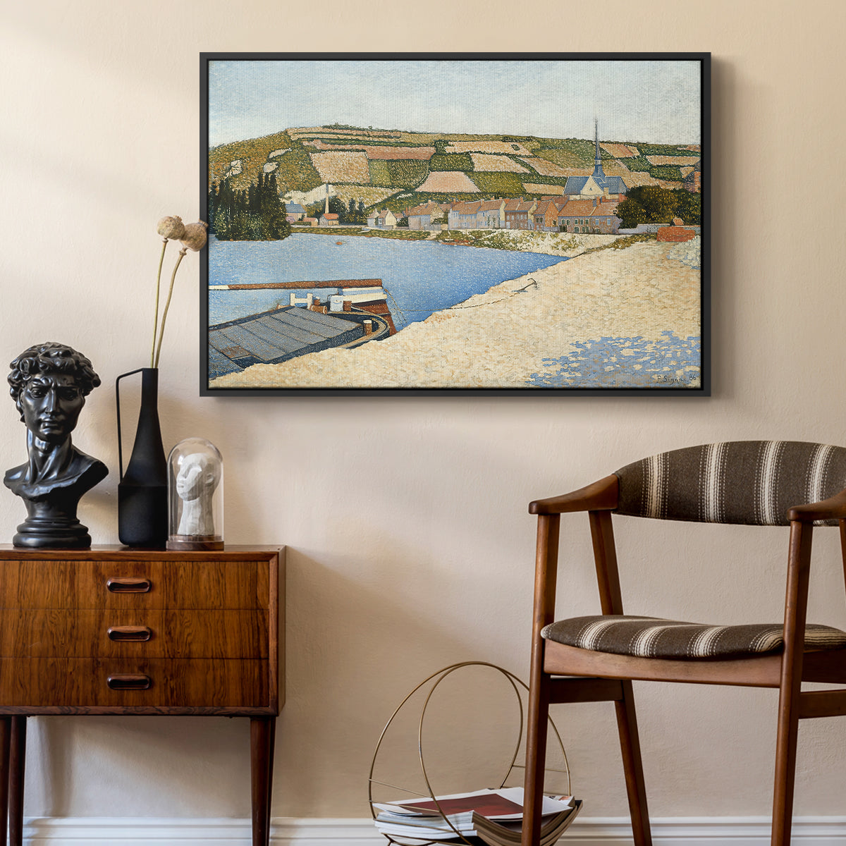 The Riverbank, Les Andelys, 1886 - Floater Framed Canvas Print