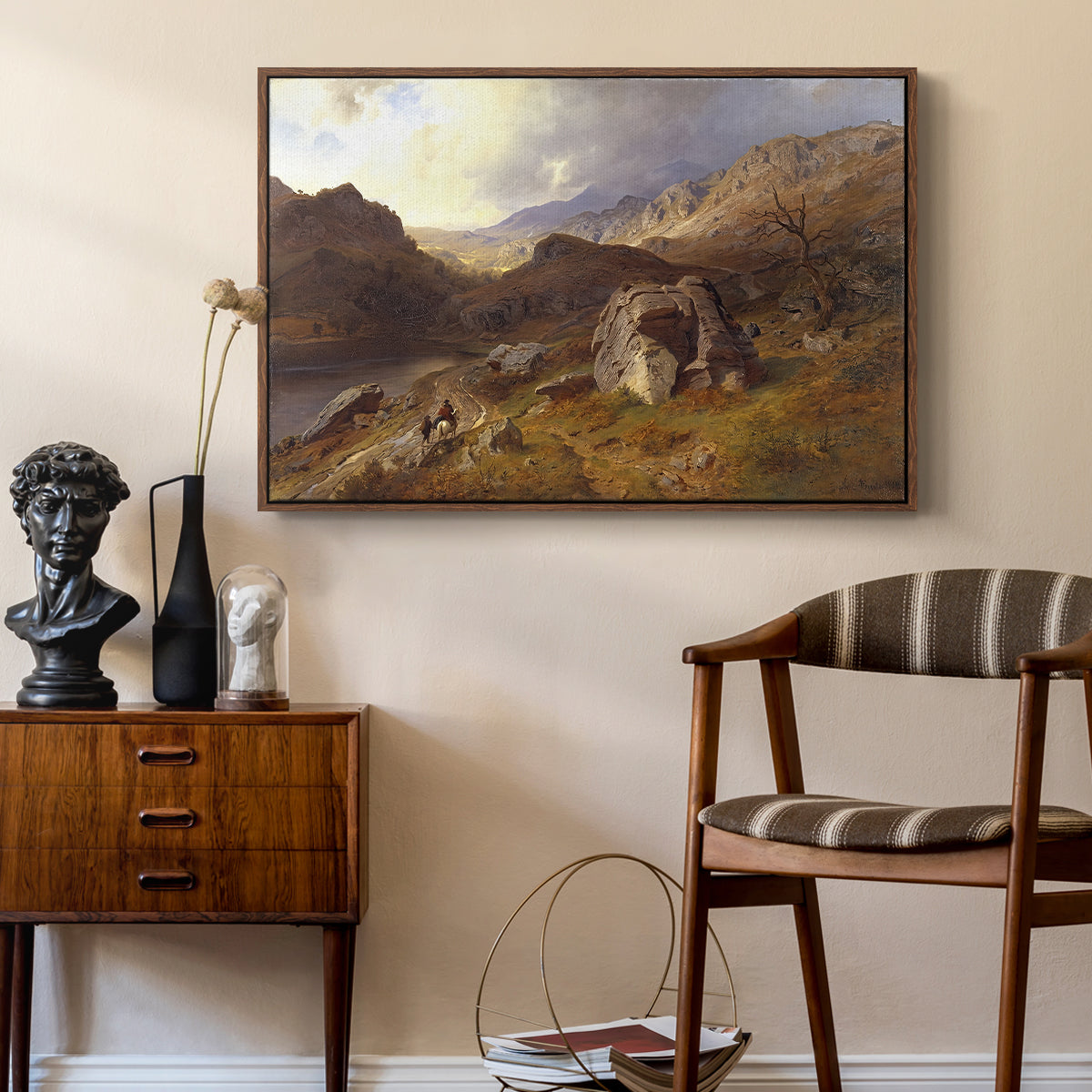 Lledr Valley in Wales, 1864 - Floater Framed Canvas Print